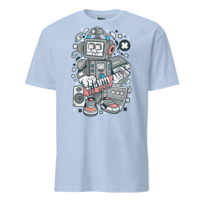 Vibrant DJ robot printed on chest area