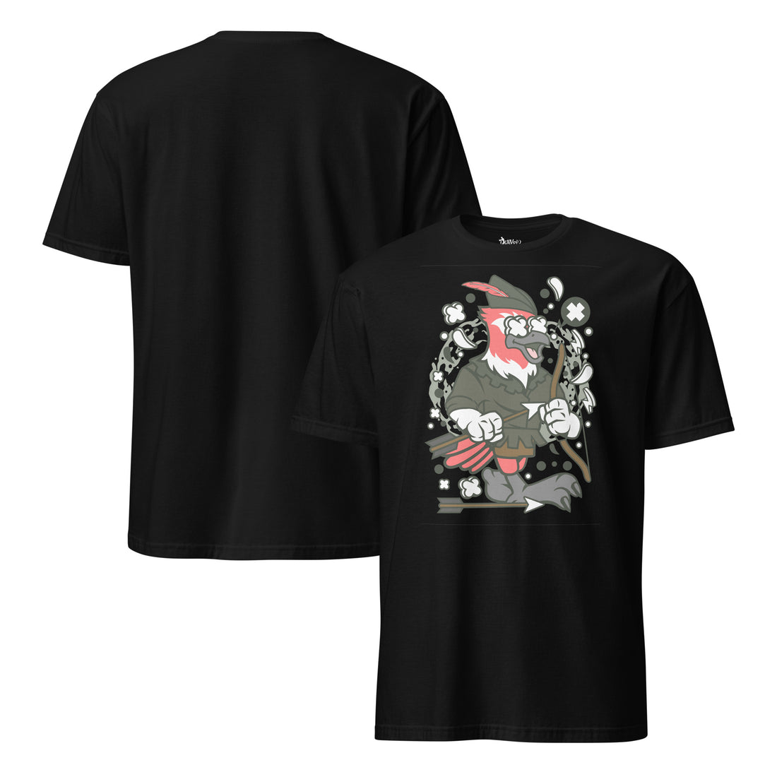 Funny bird graphic tee with colorful Brodi print