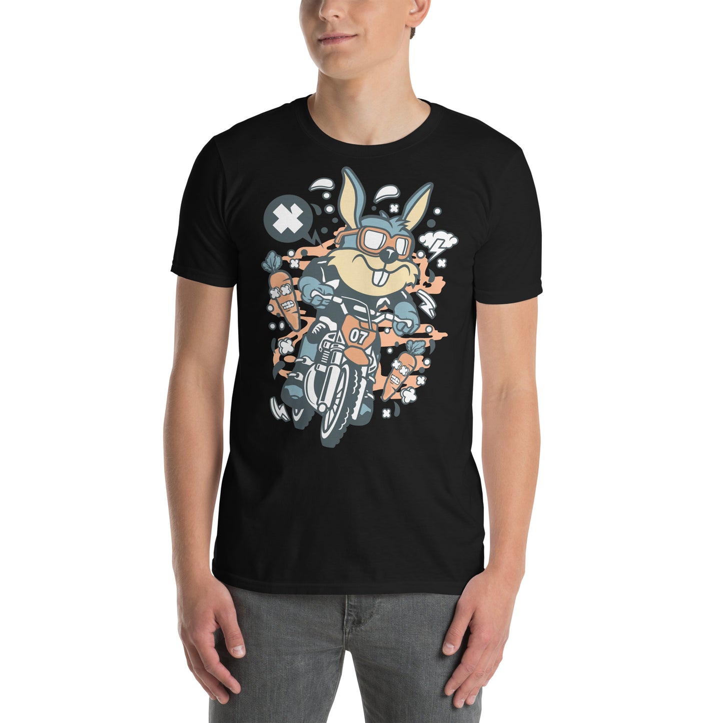 Riding Rambo Rabbit Cotton Unisex T-Shirt