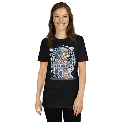 Drumming Wacky Wolf Cotton Unisex T-Shirt