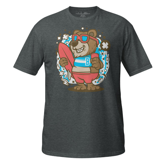 Surfin Grizzle-e Bear Cotton Unisex T-Shirt