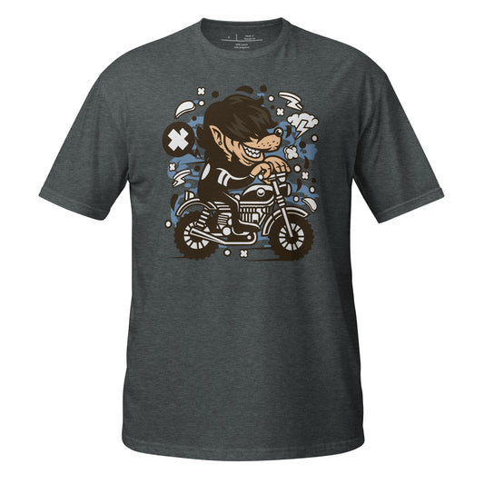 Biker Wacky Wolf Cotton Unisex T-Shirt