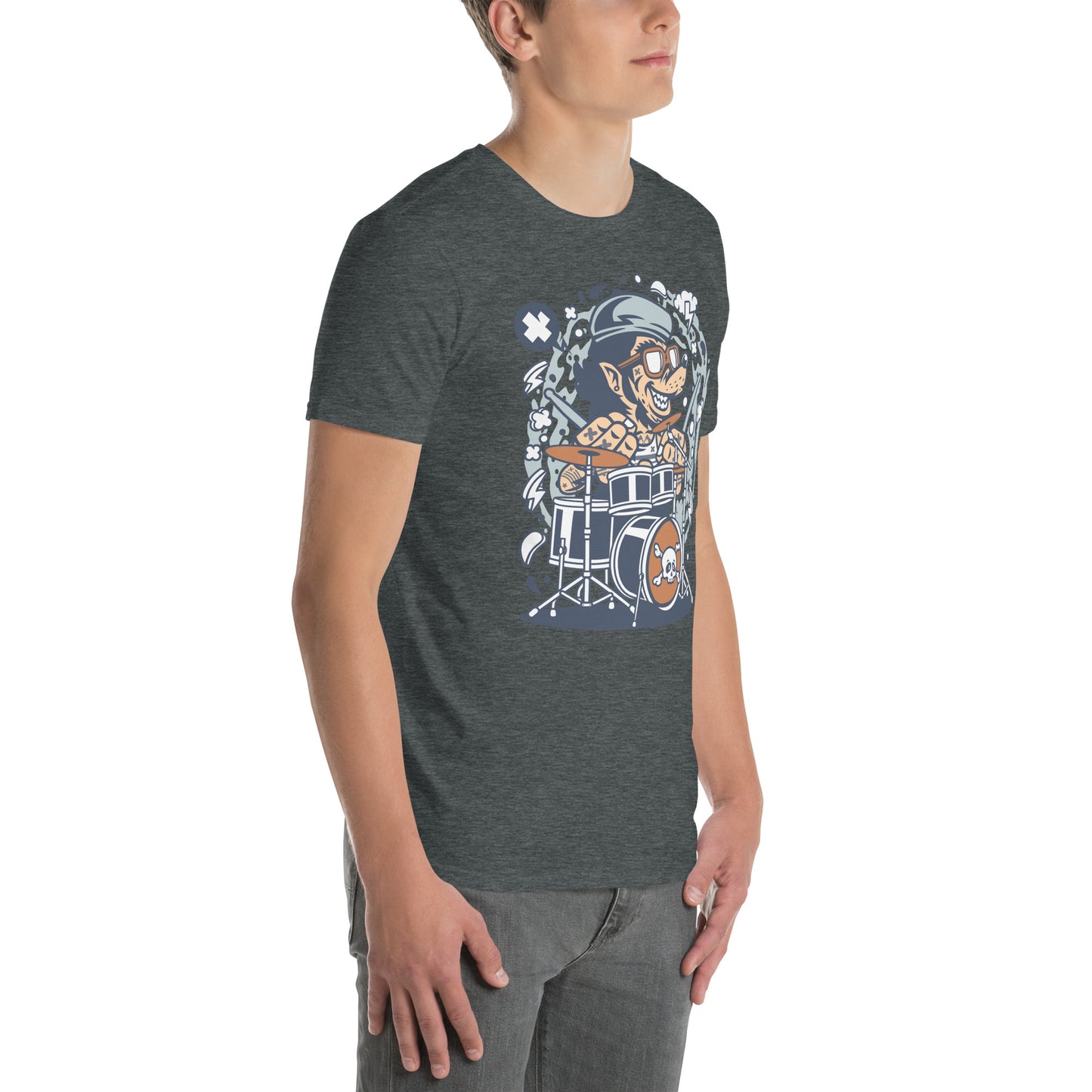 Drumming Wacky Wolf Cotton Unisex T-Shirt