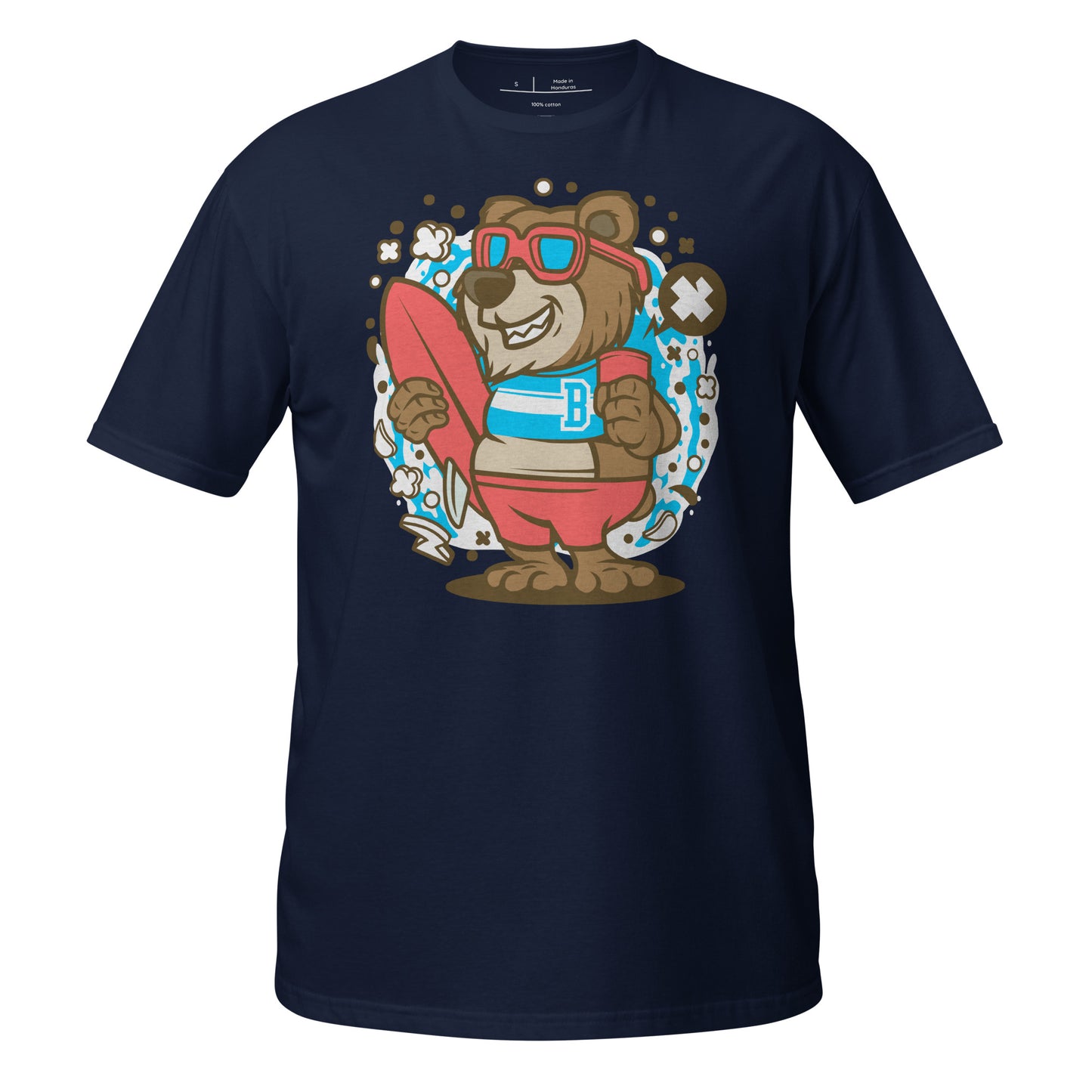 Surfin Grizzle-e Bear Cotton Unisex T-Shirt