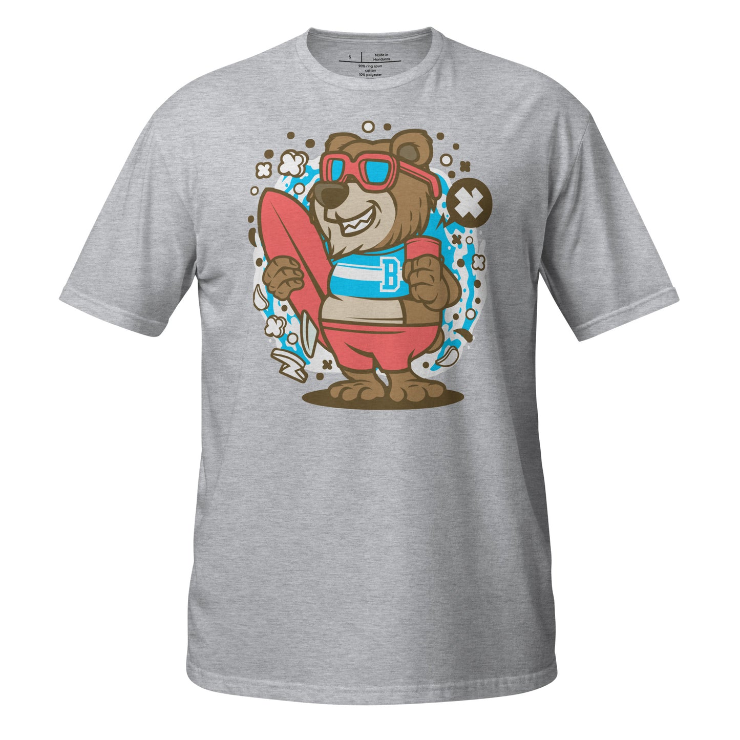 Surfin Grizzle-e Bear Cotton Unisex T-Shirt